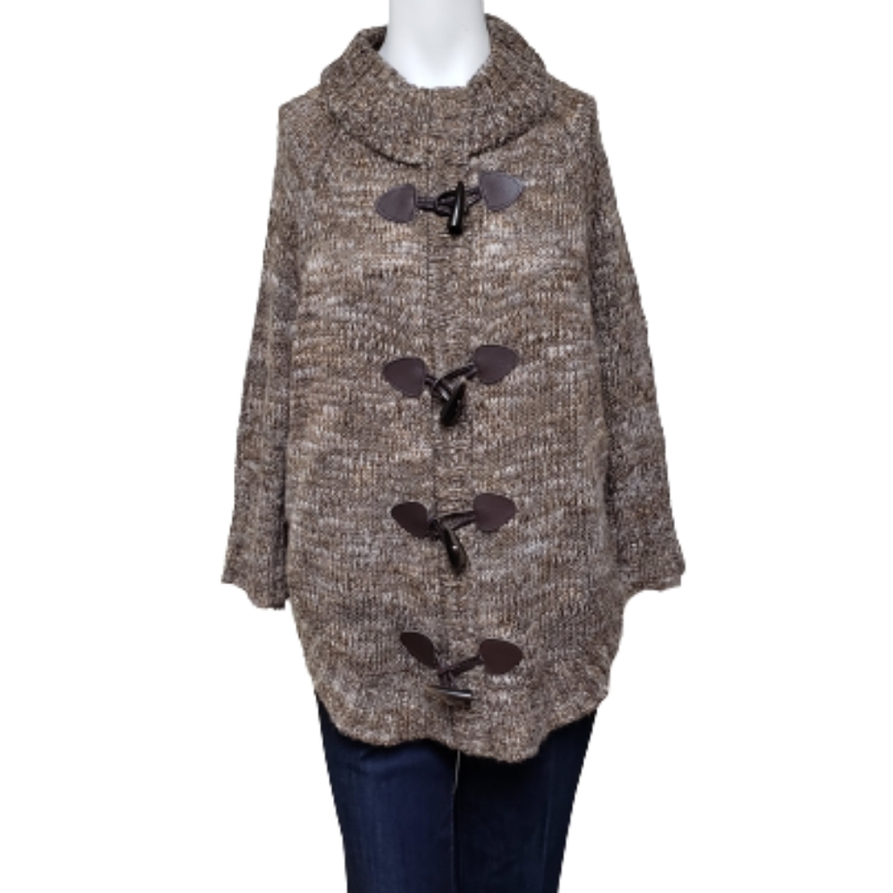 Dress Barn Large brown pullover poncho sweater